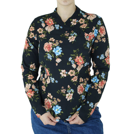 Image for Women's Floral Casual Top,Black