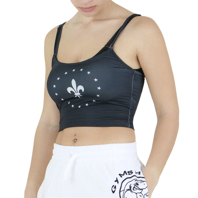 Image for Women's Graphic Print Crop Top,Black