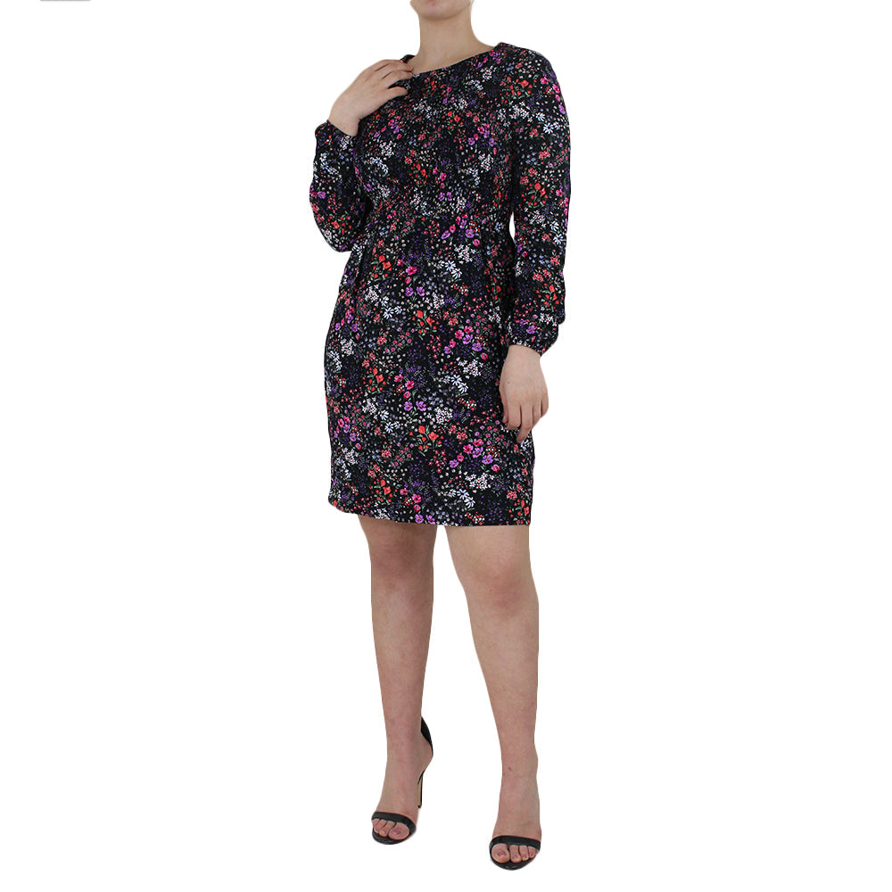 Image for Women's Floral Long Sleeve Dress,Black