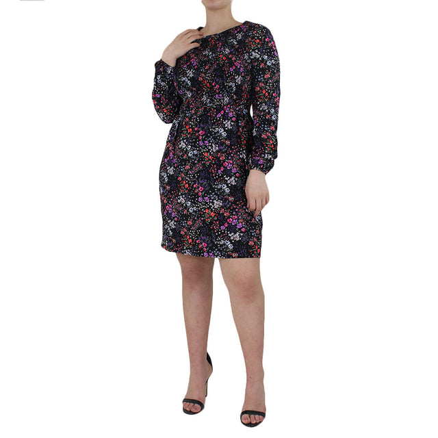 Image for Women's Floral Long Sleeve Dress,Black