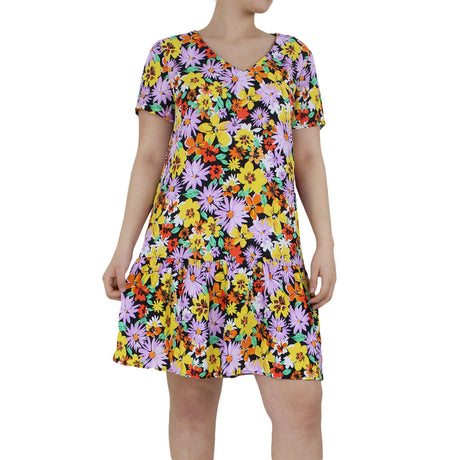 Image for Women's Floral Short Sleeve Dress,Multi