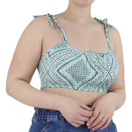 Image for Women's Printed Crop Top,Aqua