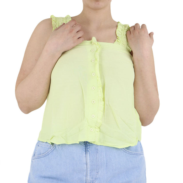 Image for Women's Button Front Top,Neon Green