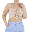 Image for Women's Tie Front Floral Crop Top,Multi