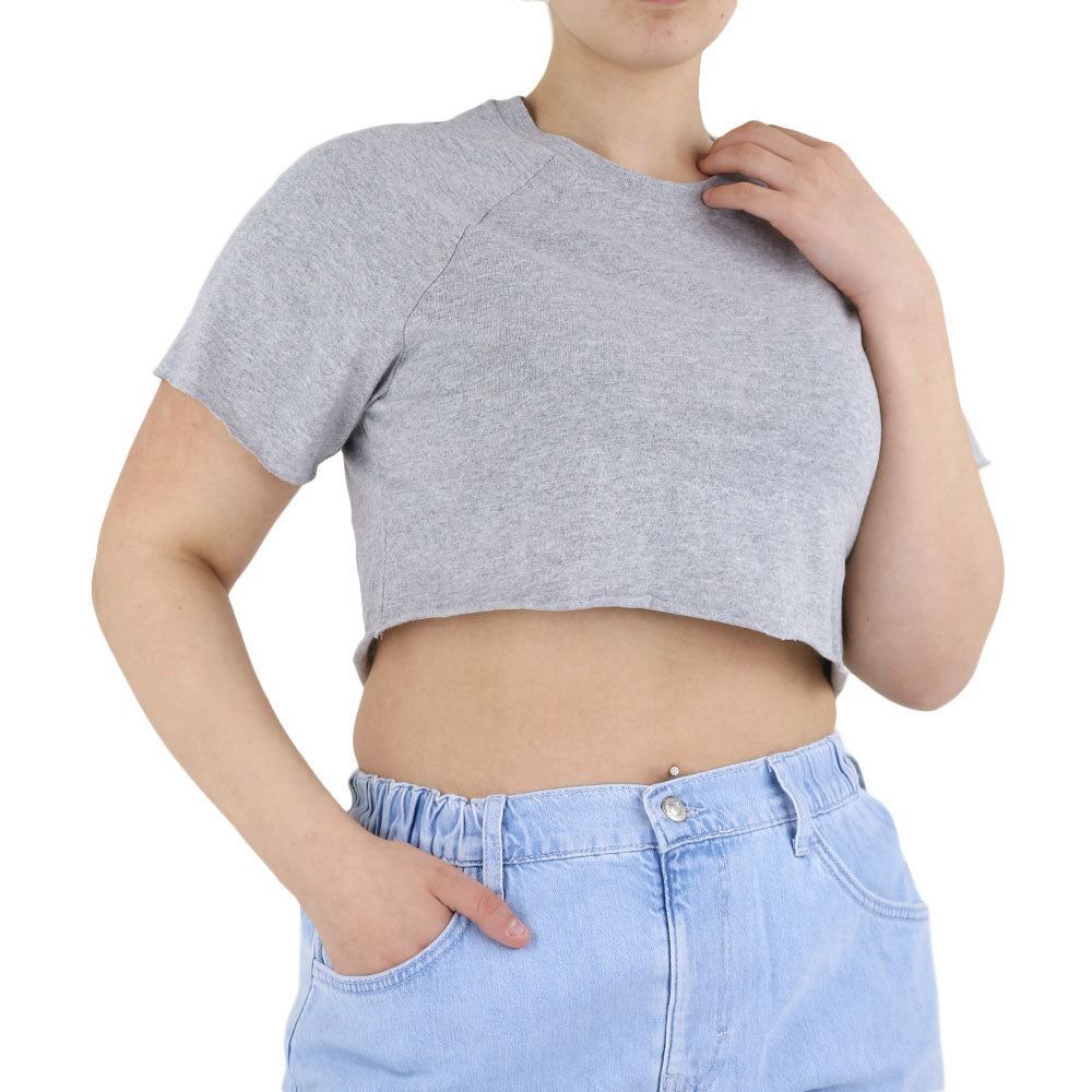 Image for Women's Washed Crop Top,Light Grey