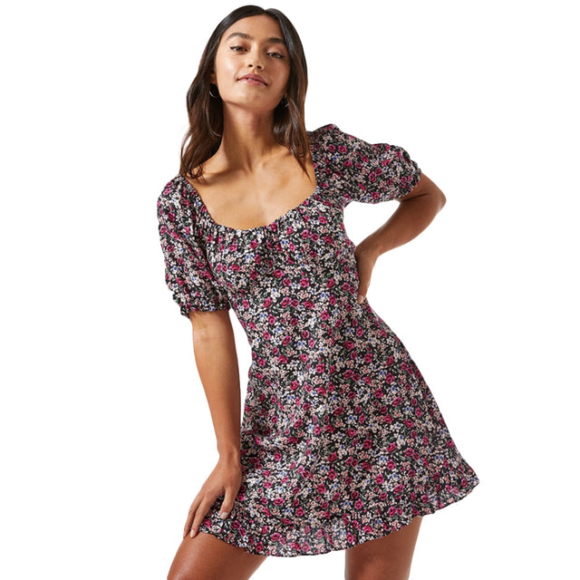 Image for Women's Ruffled Floral Mini Dress,Multi