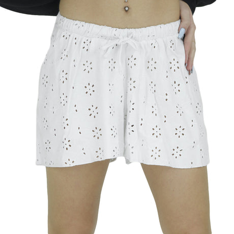 Image for Women's Embroidered Cotton  Short,White