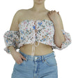 Image for Women's Emroidered Floral Crop Top,Pink