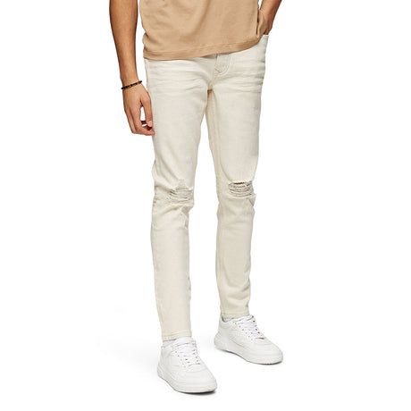 Image for Men's Ripped Skinny Jeans,Beige