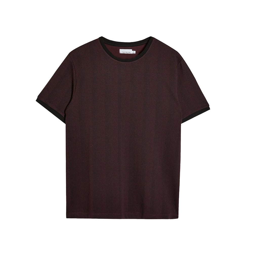 Image for Men's Herringbone Ringer T-Shirt,Burgundy