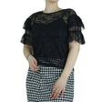 Image for Women's Lace Flounce Top,Black