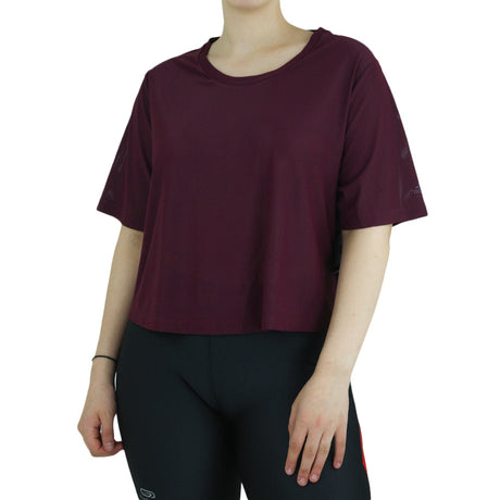 Image for Women's Mesh Sport Crop Top,Burgundy