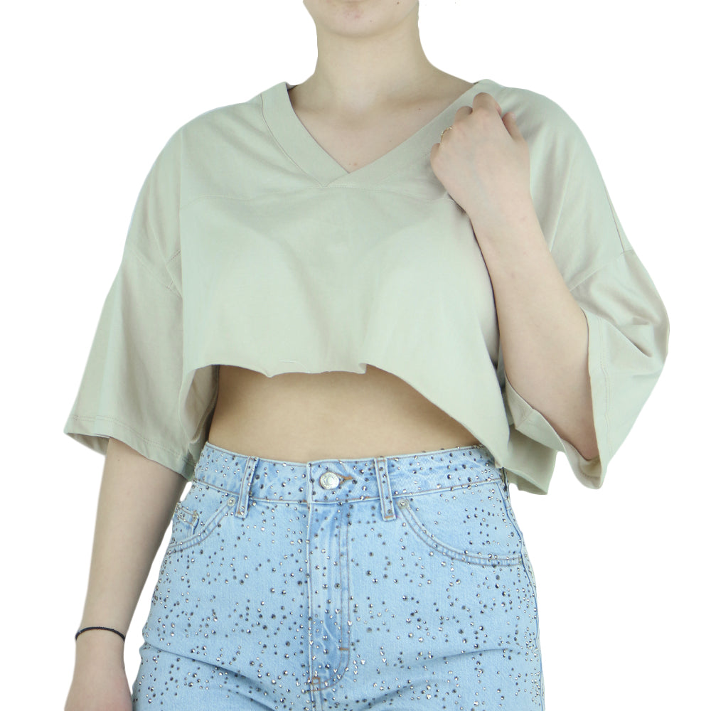 Image for Women's Casual Crop Top,Beige