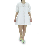Image for Women's Ruffle Neckline Shirt Dress,White