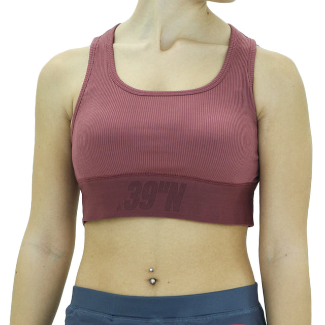 Image for Women's Ribbed Sport Crop Top,Rosewood