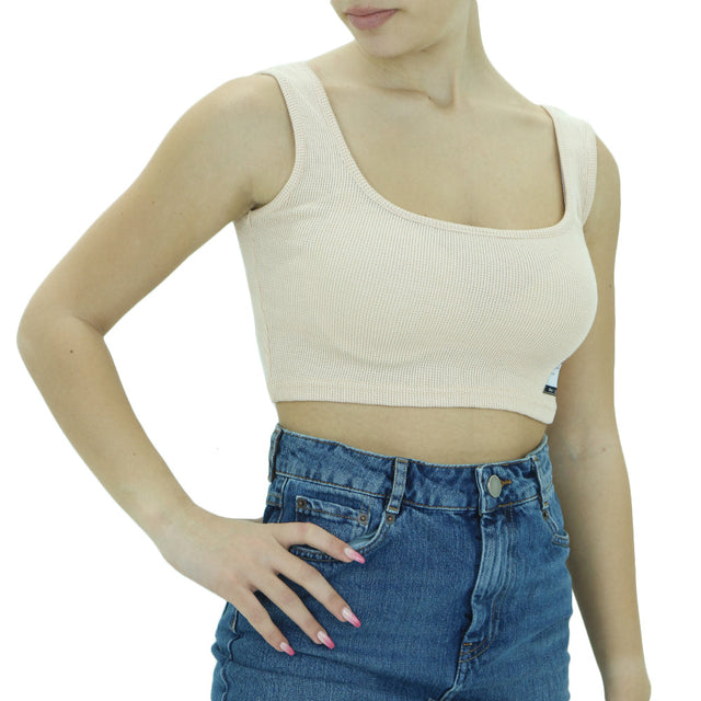 Image for Women's Knitted Plain Crop Top,Light Pink