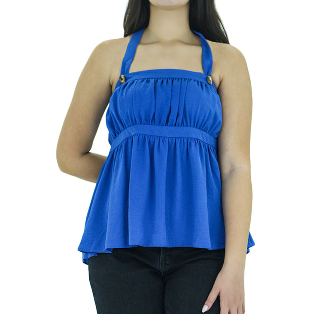 Image for Women's Ruffle Plain Top,Indigo