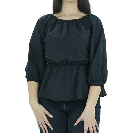 Image for Women's Plain Ruffle Top,Black