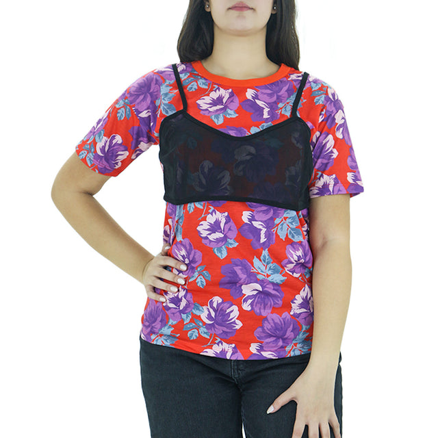 Image for Women's Floral Casual Top,Red