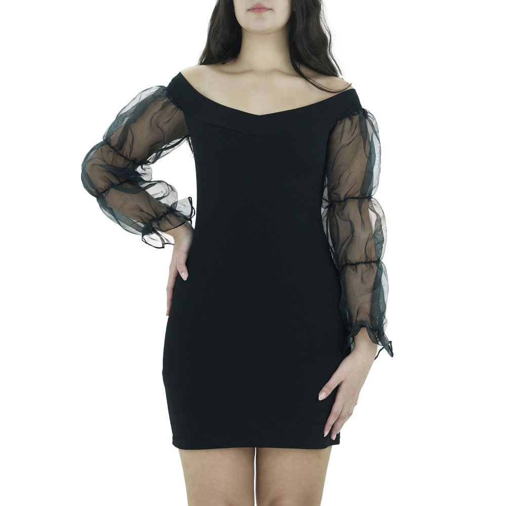 Image for Women's Plain Short Dress,Black