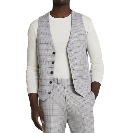 Image for Men's Checked Suit Vest,Grey
