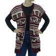 Image for Women's Knitted Fringe Cardigan Sweater,Beige/Burgundy