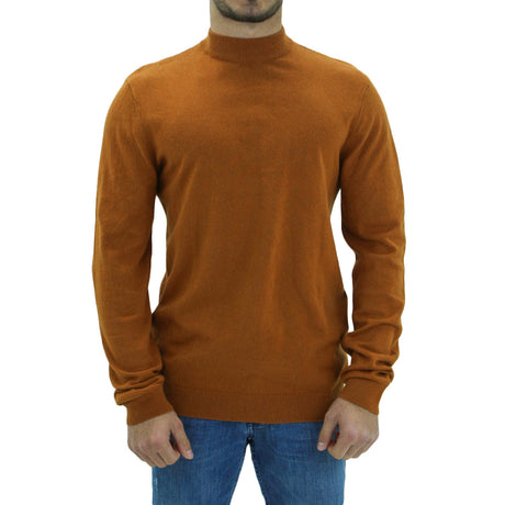 Image for Men's Mock-Neck Plain Sweater,Camel