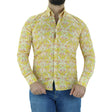 Image for Men's Printed Stretchy Casual Shirt,Yellow