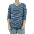 Image for Women's Maternity Striped Top,Navy/Grey