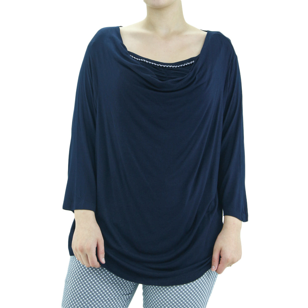 Image for Women's 2 Layer Embellished Top,Navy