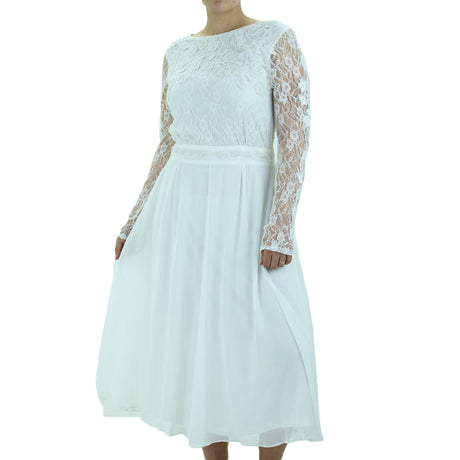 Image for Women's Open-Back Lace Midi Dress,White