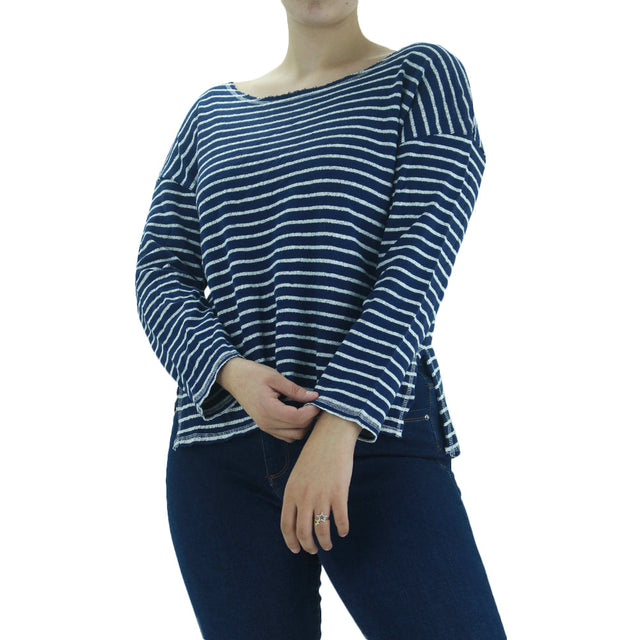 Image for Women's Striped Casual Top,White/Navy