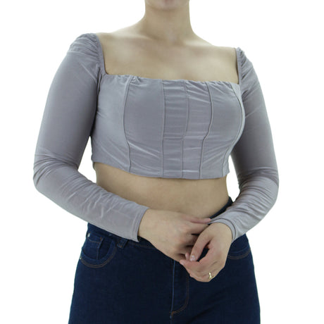 Image for Women's Pleated Crop Top,Lilac