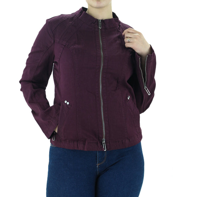 Image for Women's Slim-Fit Denim Jacket,Burgundy