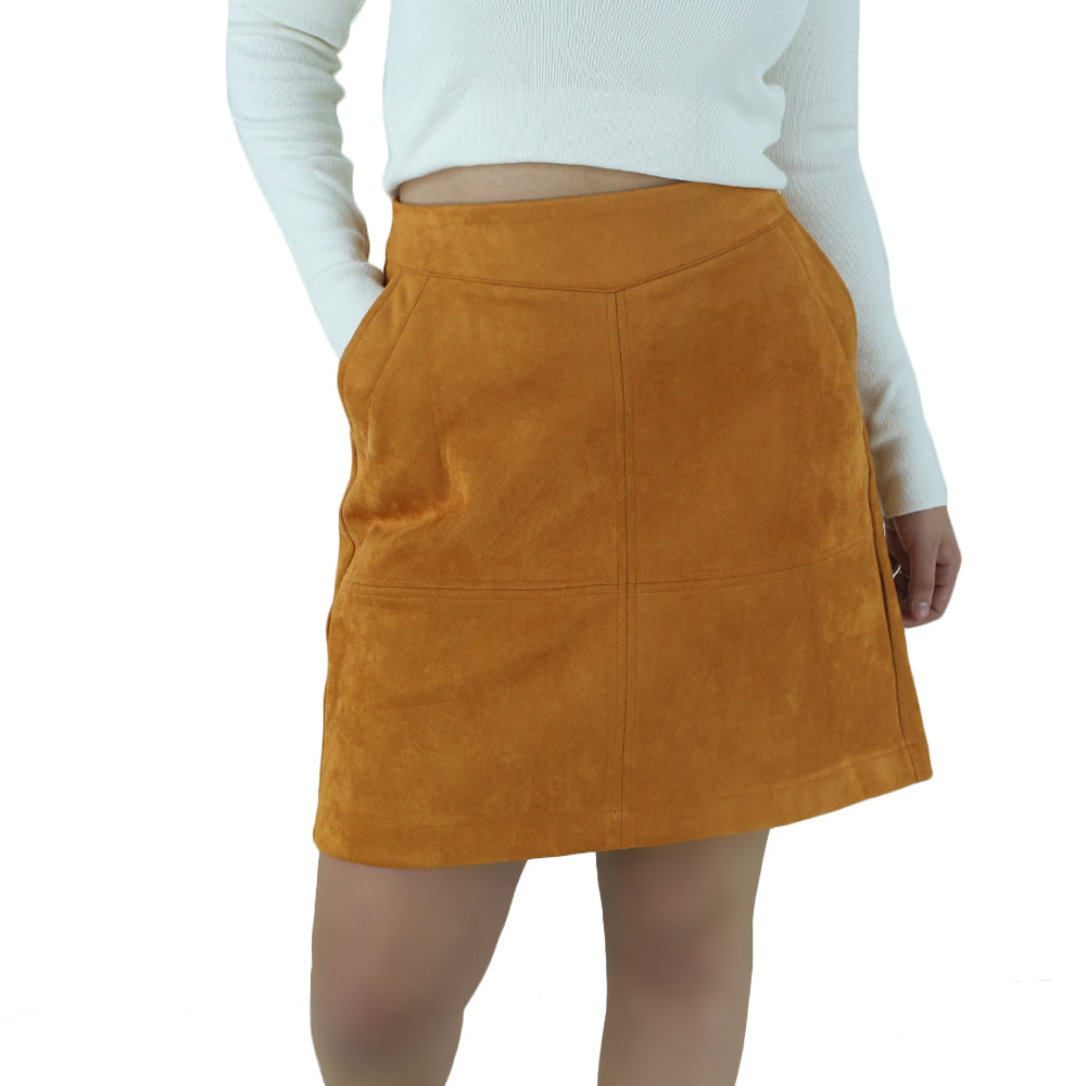 Image for Women's Velvet Straight Skirt,Light Orange