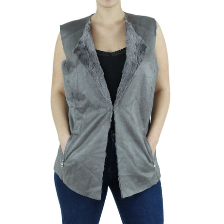 Image for Women's Inside Faux Fur Vest,Greige
