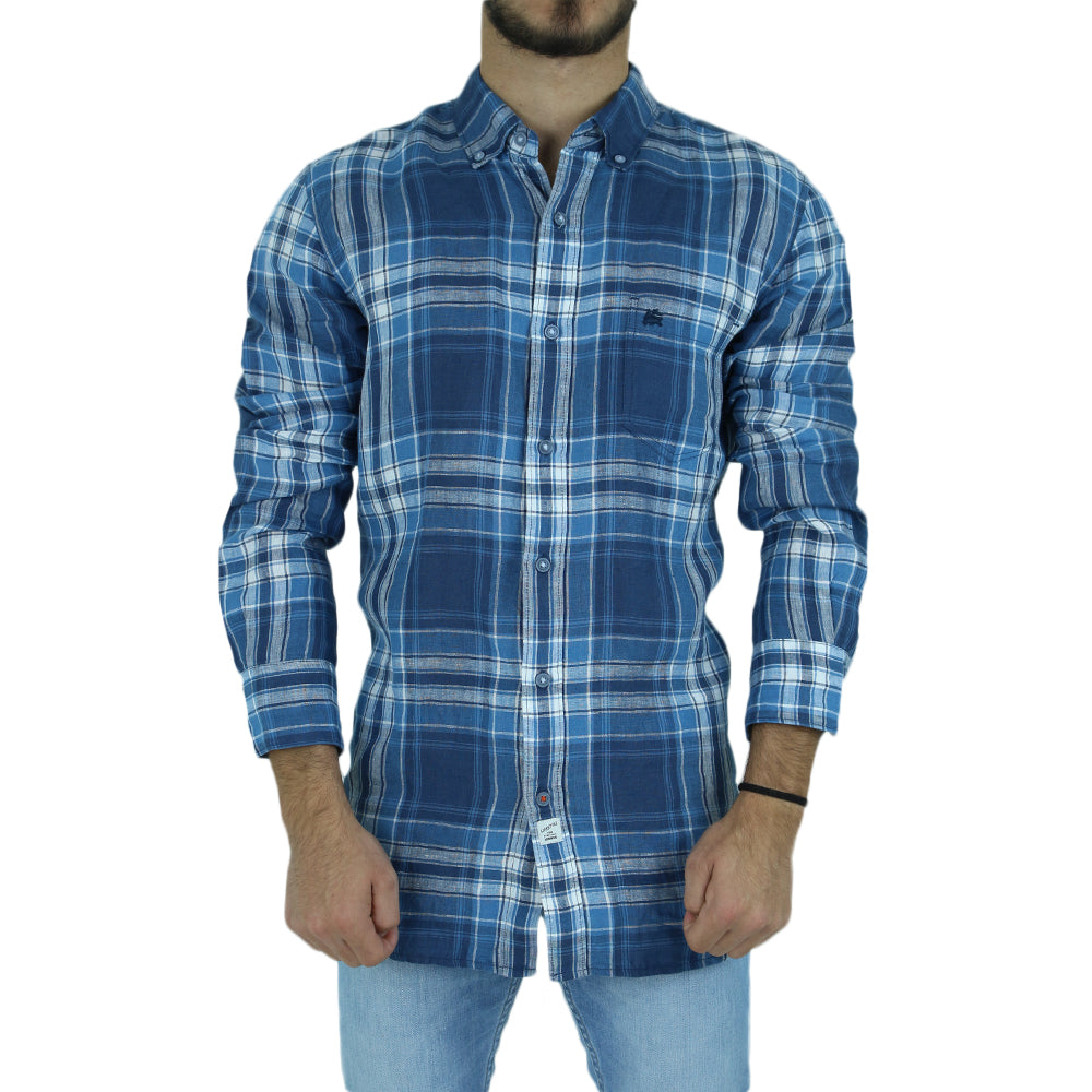 Image for Men's Plaid Dress Shirt,Navy/Blue