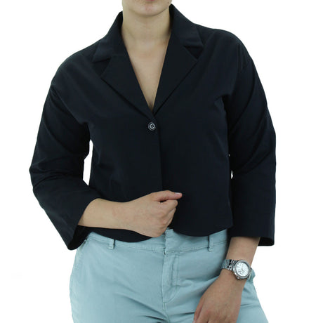 Image for Women's Plain Crop Classic Blazer,Black
