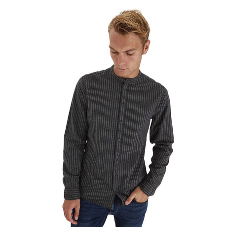 Image for Men's Striped Winter Shirt,Dark Grey/White