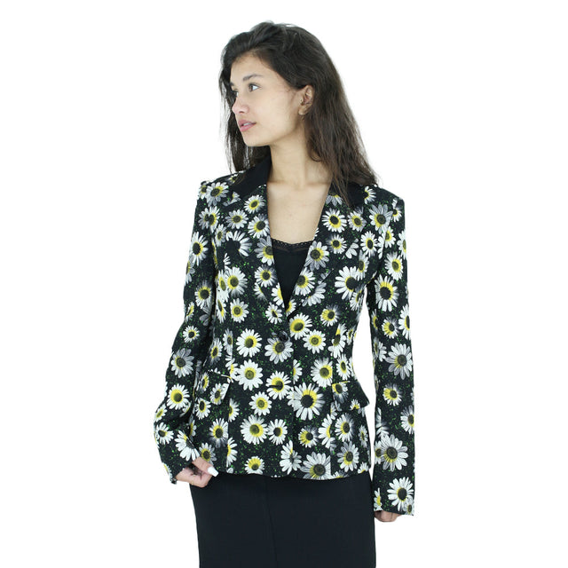 Image for Women's Sunflower Print Blazer,Black