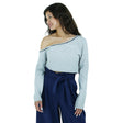 Image for Women's Off-Shoulder Crop Top,Light Grey