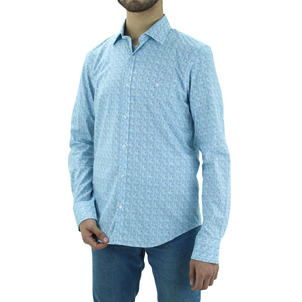 Image for Men's Printed Stretchy Casual Shirt,Blue