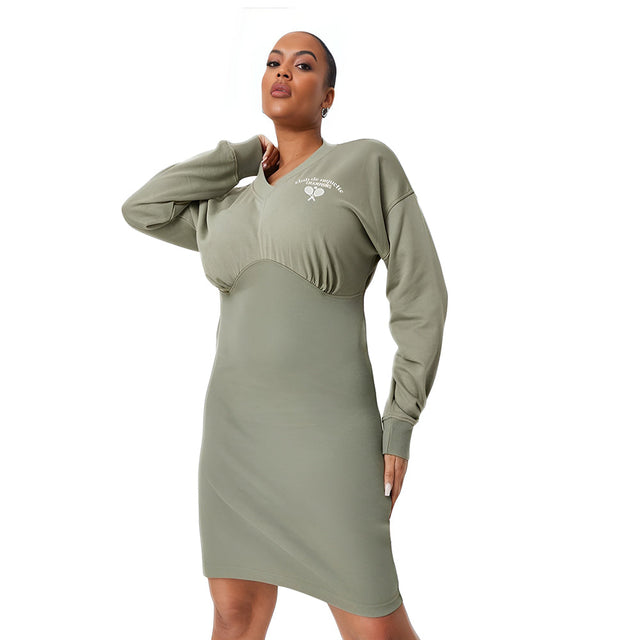 Image for Women's Graphic Bodycon Sweater Dress,Olive