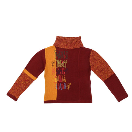 Image for Kids Girl Twist Knit Sweater,Burgundy/Orange