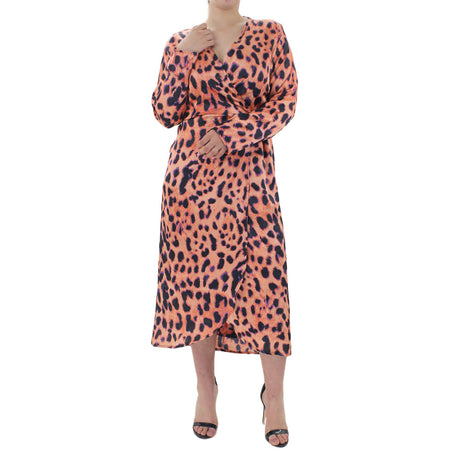 Image for Women's Printed asymmetrical Satin Dress,Orange