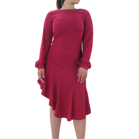 Image for Women's Ruffled Plain Solid Dress,Fuchsia