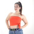 Image for Women's Tie Side Off Shoulder Crop Top,Orange