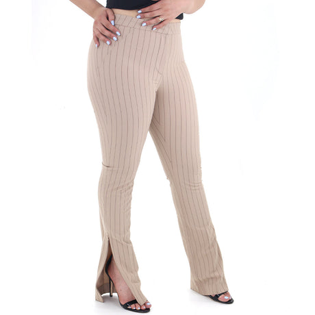 Image for Women's Stright Leg Trousers With Split Sides,Camel