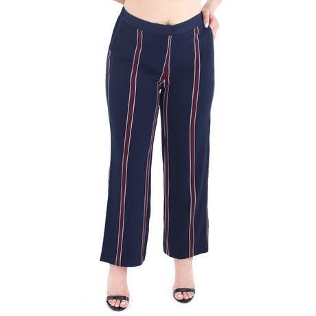 Image for Women's Striped Wide leg Trousers,Navy/Burgundy