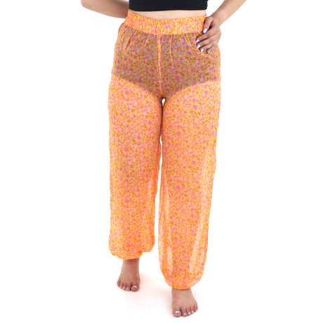 Image for Women's Floral Chiffon Beach Pant,Orange